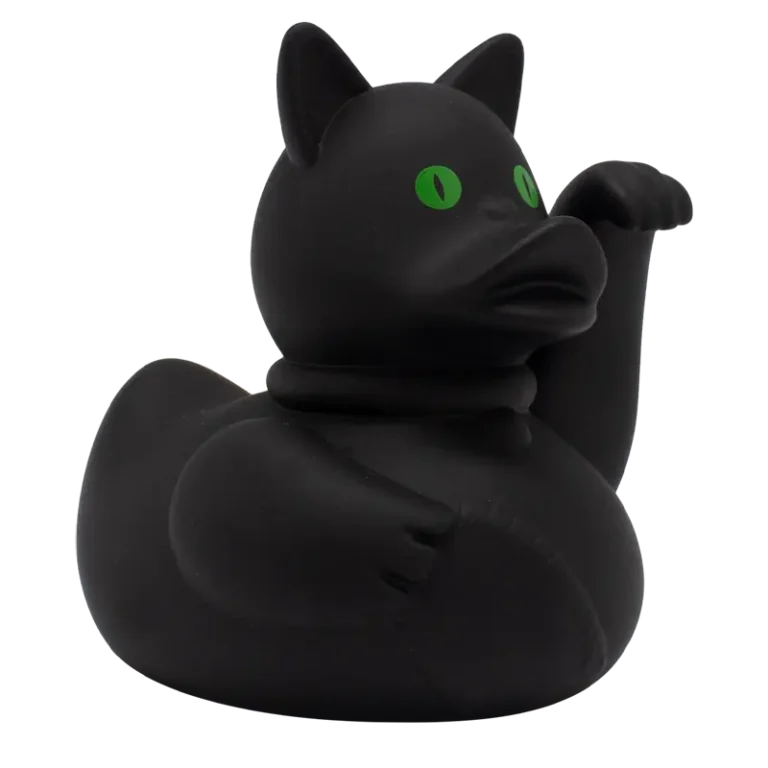 Black Lucky Cat Rubber Duck