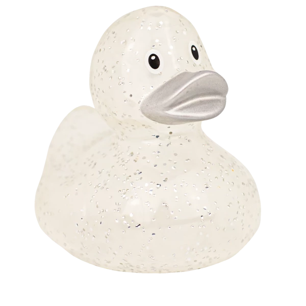 Silver Glitter Rubber Duck