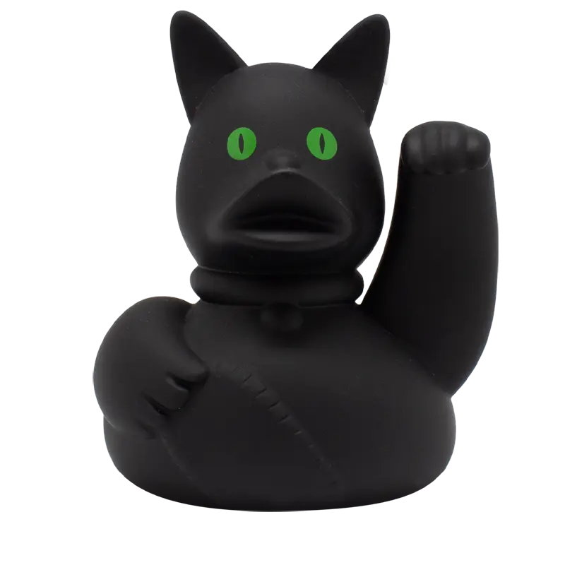Black Lucky Cat Rubber Duck