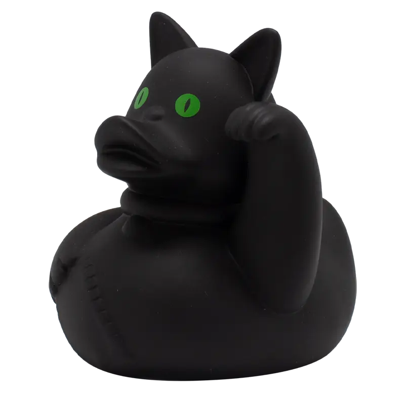 Black Lucky Cat Rubber Duck