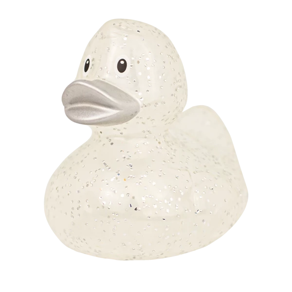 Silver Glitter Rubber Duck